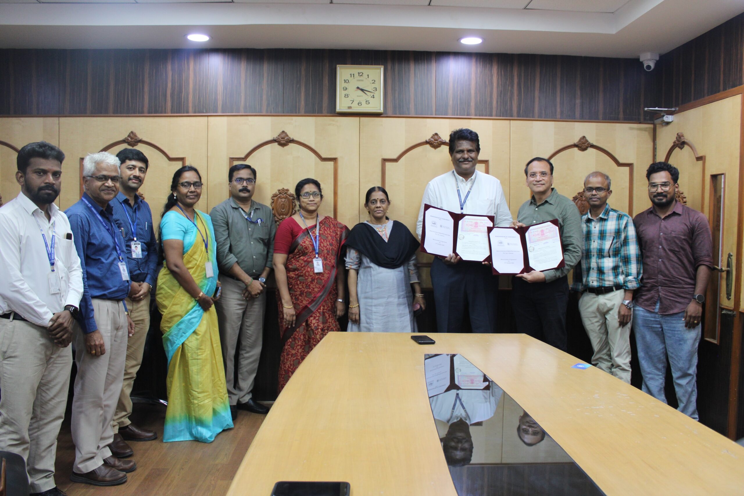 WAN-IFRA and Anna University representatives at the MoA signing in Chennai